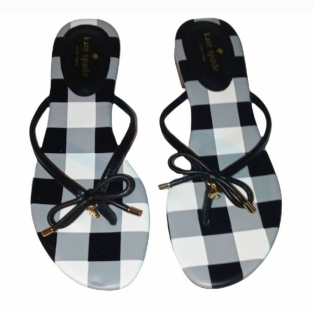 Kate Spade Mistic Black and White Checkered Gingham Sandals
